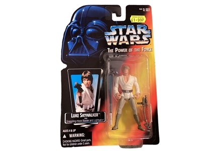 Lot 225 - Kenner (c1995-1997) Stars Wars The Power of the Force 3 1/2" Action Figures including Luke Skywalker No.69570, Yoda No.69570 & Emperor Palpatine No.69705, on card with bubblepack (3)