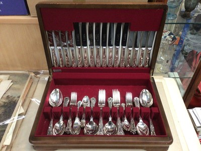 Lot 817 - Canteen of silver plated fiddle, thread and shell pattern cutlery