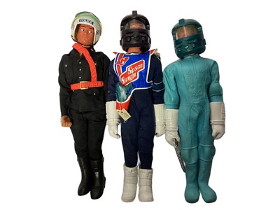 Lot 1838 - Palitoy Action Man with eagle eyes including Captain Zargon, Astronaut, Space Ranger & Police Motorcyclist, unboxed (Heads Detached except Capt. Zargon) (4)