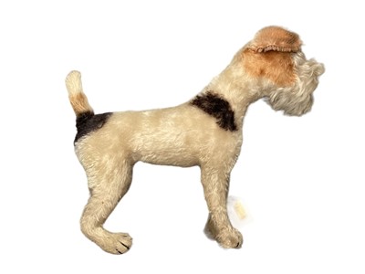 Lot 1919 - Steiff style standing mohair fox terrier, height 25 cms, length 30 cms approximately/