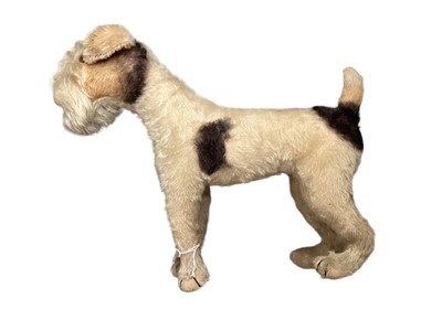 Lot 1919 - Steiff style standing mohair fox terrier, height 25 cms, length 30 cms approximately/