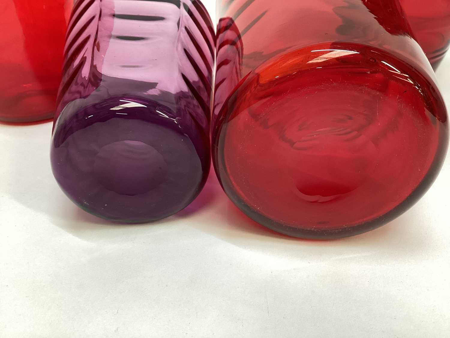Lot 1122 - Three various Whitefriars Ruby vases,