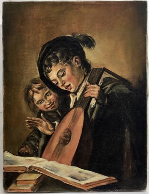 Lot 192 - 20th century Continental School oil on canvas - Mandolin player, 35cm x 27cm, unframed