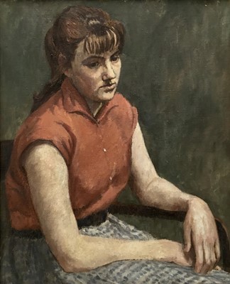 Lot 51 - Rachel Le Bas (mid 20th Century oil on canvas, Half length portrait