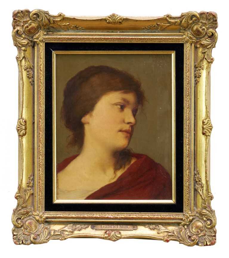 Lot 1044 - Gabriel Cornelius Ritter Von Max (1840-1915) oil on panel - Head of a Young Lady, signed, 26cm x 20cm, in gilt frame