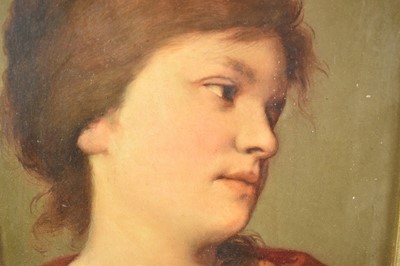 Lot 1044 - Gabriel Cornelius Ritter Von Max (1840-1915) oil on panel - Head of a Young Lady, signed, 26cm x 20cm, in gilt frame
