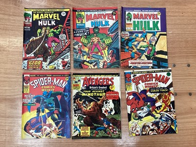 Lot 1419 - Quantity of Marvel Weekly Magazine's to include Spider-Man comics weekly, The Avengers, Marvel starring The Incredible Hulk and The Super-Heroes #2. Approximately 50 Magazines in lot.