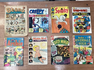 Lot 1420 - Mixed Comics, to include Harvey Comics Richie Rich and Casper, Secrets of the Unknown, First Love, Beano and many others. Approximately 60 comics.