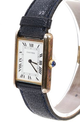 Lot 637 - Cartier silver gilt Tank wristwatch with manual wind movement