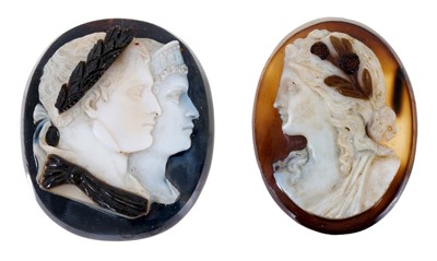 Lot 473 - Two antique carved hardstone cameos