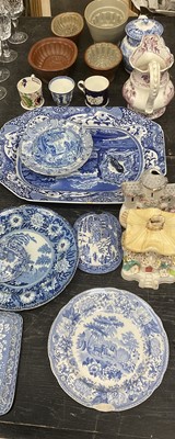 Lot 136 - Four Victorian jelly moulds, together with various blue and white and Staffordshire china