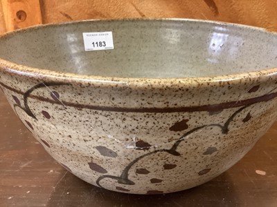 Lot 77 - Collection of Leach St Ives pottery, including lidded tureen, four plates and six side plates, two salts and nine handled bowls, together with a studio pottery bowl, all with impressed marks