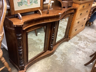 Lot 1283 - Regency rosewood serpentine cabinet with mirrored doors