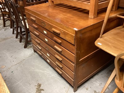 Lot 1286 - Vintage plan chest in two parts