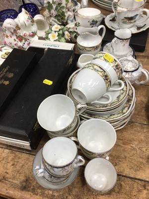 Lot 29 - Wedgwood jasperware miniature teaset on tray, Bohemian blue overlaid cut glass vases, Port Meirion Botanic Garden platters, various China, glass, ornaments and plated wares
