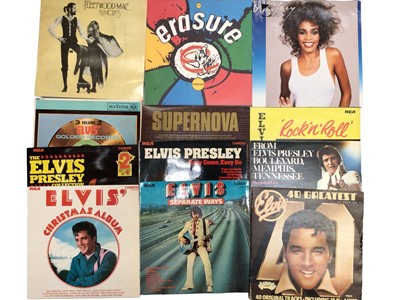 Lot 357 - Box of LP records including Fleetwood Mac, Elvis Presley, Supertramp etc