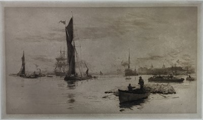 Lot 221 - William Lionel Wyllie (1851-1931) etching, bearing signature in pencil lower left, 22cm x 38cm, unframed
