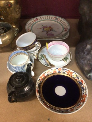 Lot 713 - Group of antique English and continental porcelain, including a dish with Sevres mark