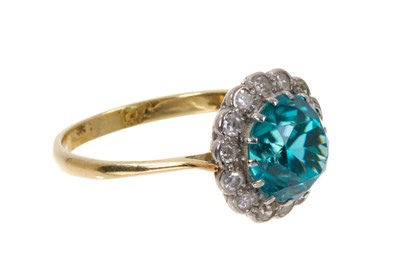 Lot 450 - Blue zircon and diamond ring