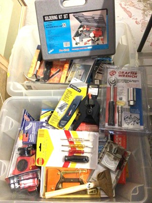 Lot 302 - Large quantity of hand tools and accessories, mostly new in packets (4 boxes)