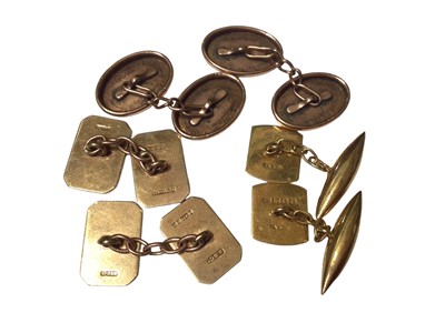 Lot 94 - Three pairs of 9ct gold cufflinks
