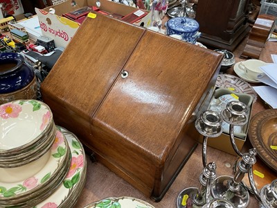 Lot 565 - Edwardian oak stationary cabinet