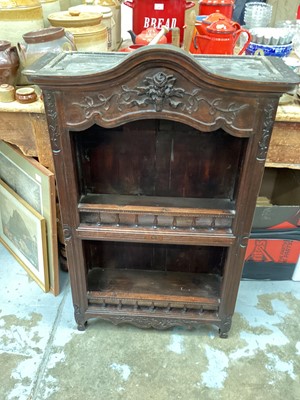 Lot 1245 - 19th century French walnut hanging open cupboard