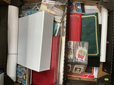 Lot 238 - Two boxes of postcards in albums, pop music prints, railway handbills and ephemera