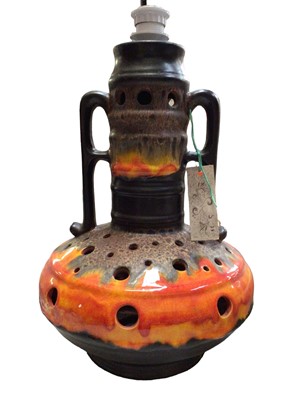 Lot 317 - Large German pottery lamp