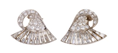 Lot 458 - Pair 1950s diamond earrings