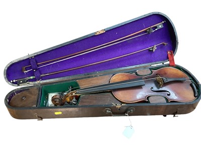 Lot 2228 - 19th century Continental violin, cased