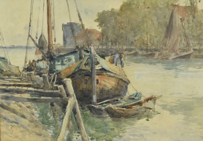 Lot 960 - Arthur Briscoe (1920-1997) watercolour - Dutch Canal, 25cm x 36cm, in glazed frame