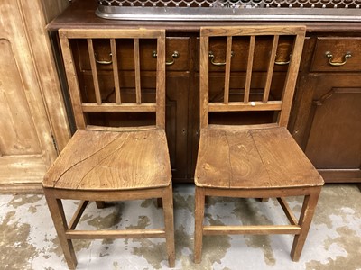 Lot 1377 - Set of four 19th century elm kitchen chairs