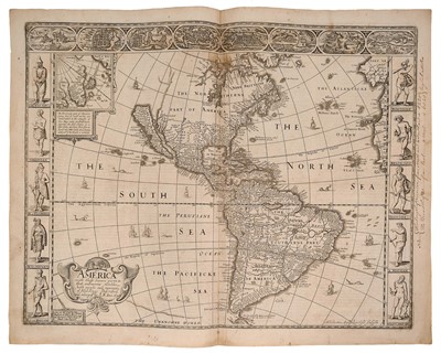 Lot 844 - John Speed - 17th century engraved Map of America, dated 1626 (but 1676