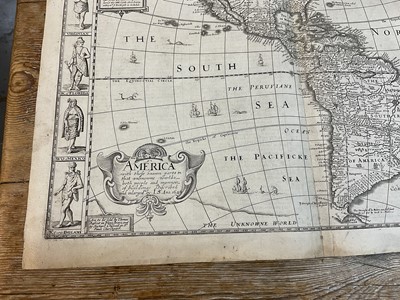 Lot 844 - John Speed - 17th century engraved Map of America, dated 1626 (but 1676