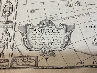 Lot 844 - John Speed - 17th century engraved Map of America, dated 1626 (but 1676