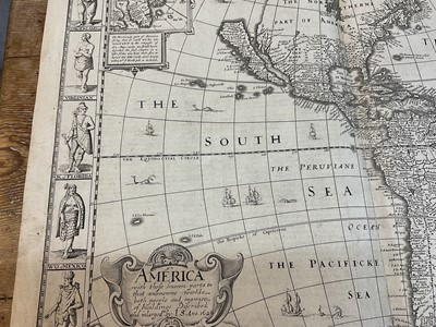 Lot 844 - John Speed - 17th century engraved Map of America, dated 1626 (but 1676