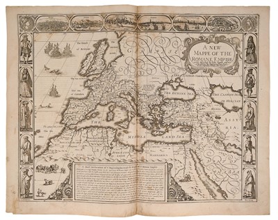 Lot 838 - John Speed 17th century engraved map of The Romane Empire