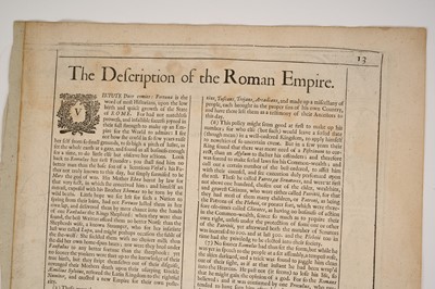 Lot 838 - John Speed 17th century engraved map of The Romane Empire