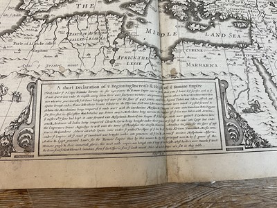 Lot 838 - John Speed 17th century engraved map of The Romane Empire