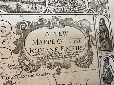 Lot 838 - John Speed 17th century engraved map of The Romane Empire