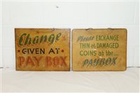 Lot 3455 - Two Gag Boards - 'Change' and 'Please Exchange'