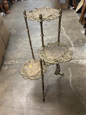 Lot 823 - Victorian-style brass three tier plant stand