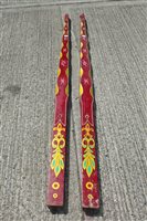 Lot 3457 - Six red painted Fairground artwork boards