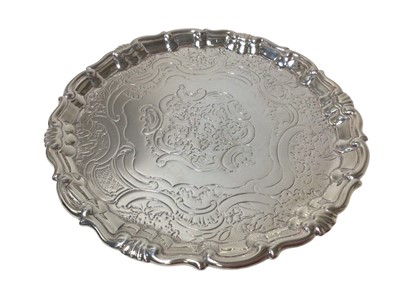 Lot 293 - Georgian silver card tray, later engraved