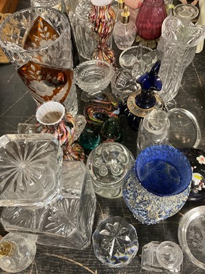 Lot 199 - Large quantity of Georgian and later glass decanters, vases, paperweights etc.