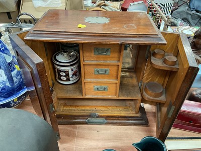 Lot 428 - Early 20th century oak smokers cabinet