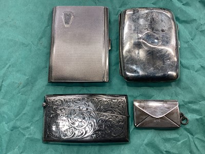 Lot 1099 - Group of silver cigarette cases, card case, stamp case other similar silver.