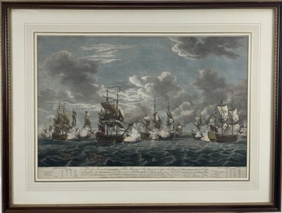 Lot 47 - "To Captain Forrest, Commander of his Majesty's Ship Augusta, Capt Suckling of Dreadnought and Capt Longdon of the Edinburgh" Gallant action against the French 21 Oct 1757 off Cape Francois etc.  L...