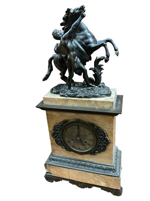 Lot 196 - Antique Bronze and marble clock